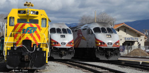 The 551 Train (right) set for 1:02 p.m. departure for Albuquerque and Belen.