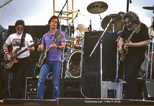 Phil Lesh, Bob Weir, Jerry Garcia; Santa Fe 1983. © William P. Diven.