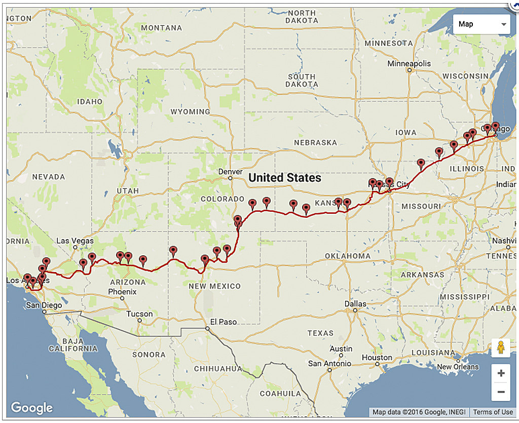The Southwest Chief calls at 33 large and small places.
