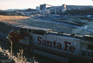 Loading coal on the Santa Fe Railway at York Canyon, New Mexico.