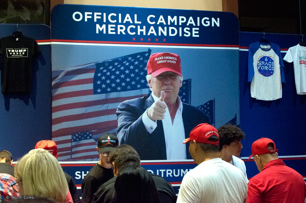 Official campaign merchandise for sale at the Rio Rancho, N.M. rally. © William P. Diven.
