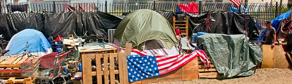 Homeless encampment beside the Union Pacific Railroad, Salinas, Calif., Aug. 6, 2019. Wm. P. Diven photo.